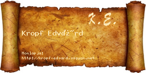 Kropf Edvárd névjegykártya